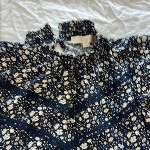 Loft Navy Floral Blouse
